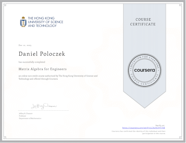 Matrix Algebra for Engineers