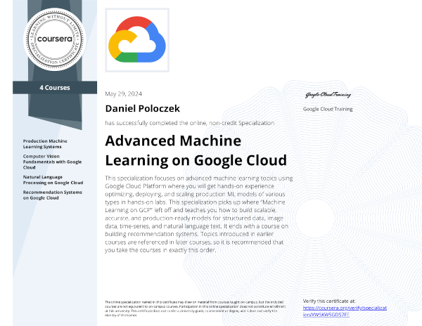 Advanced Machine Learning on Google Cloud